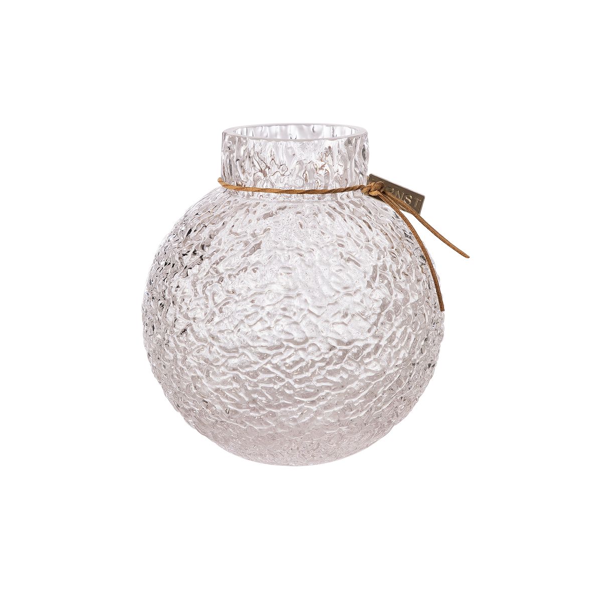 Vase - Glass H14cm,  Mønstret Struktur